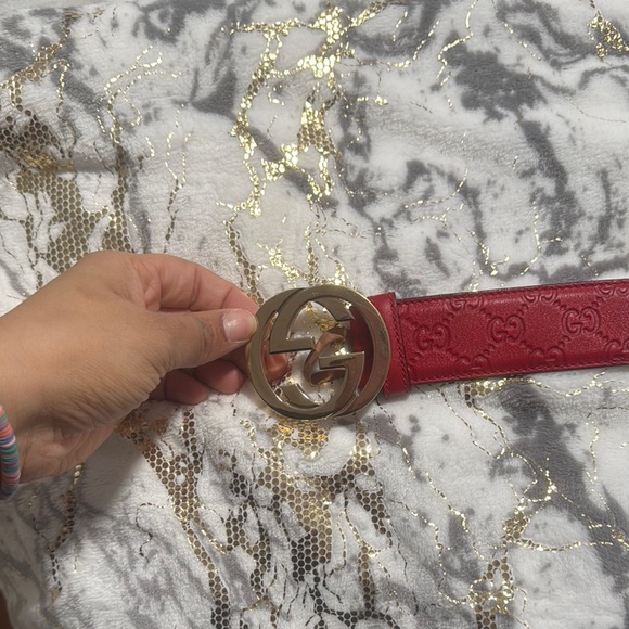 Gucci Red Gold Buckle Belt
